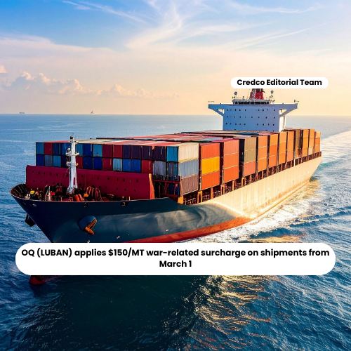 OQ (LUBAN) applies $150/MT war-related surcharge on shipments from March 1