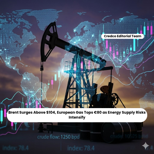 Brent Surges Above $104, European Gas Tops €80 as Energy Supply Risks Intensify